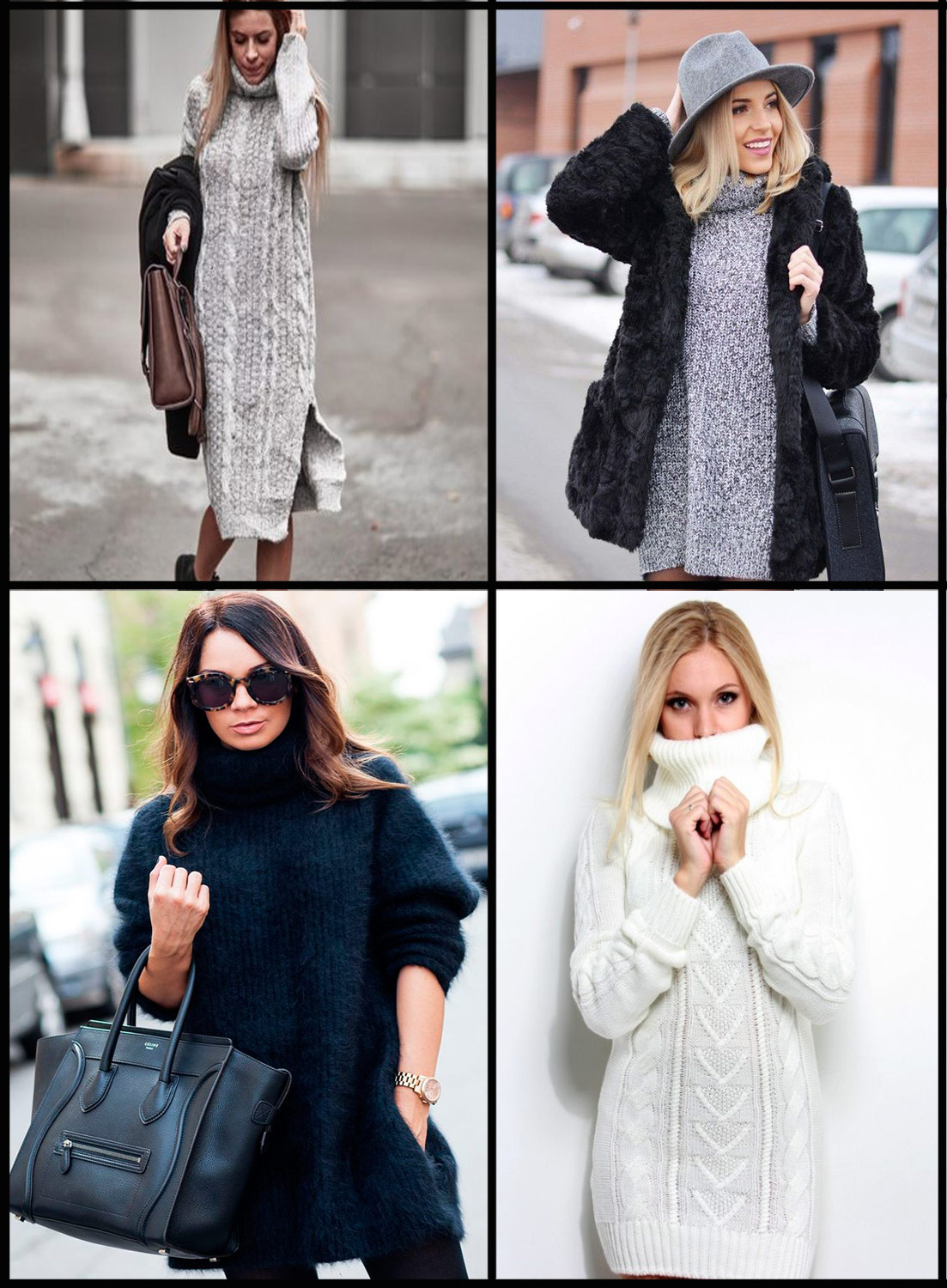 Как связать теплое зимнее платье свитер для женщин спицами: фото новых моделей и схема 12-1