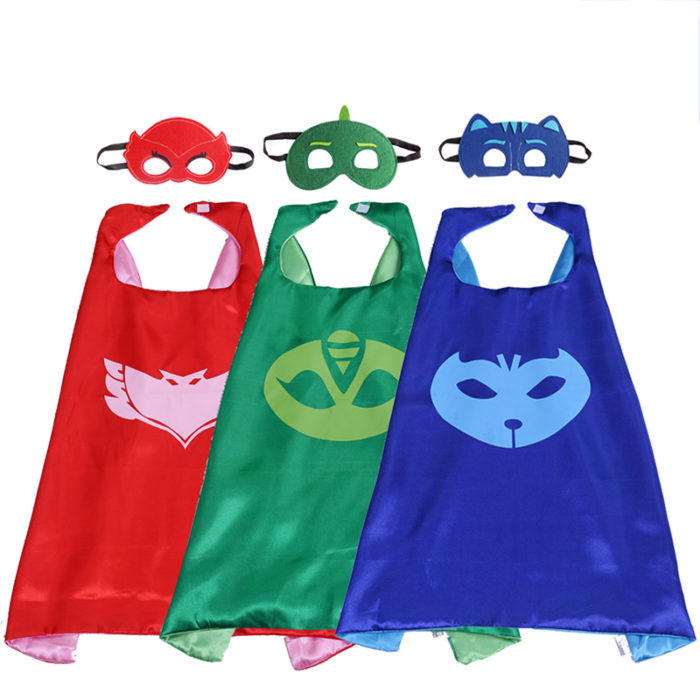 2pcs-set-Carnaval-Party-Mask-Role-play-Cloak-Cape-PJ-Masks-Characters-Owlette-Catboy-Gecko-Pajamas